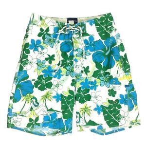 Abercrombie & Fitch Board Shorts Sz 30 Swim Trunks White Blue Floral Hula Girls